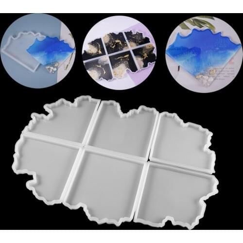 1pcs Irregular Wave Round Splice Coaster Cup Tray Silicone Resin Mold Craft Transparent Epoxy Resin Jewelry Making For Jewelry