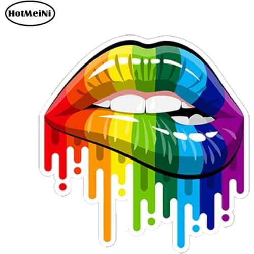 HotMeiNi 13cm x 13cm Car Styling Rainbow Sensual Lips Sticker Sexy Abstract Paint Gay Pride LGBT Decal Car Laptop Waterproof