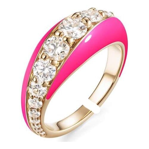 7 color Neon Enamel Pink white blue Ring Fashion Jewels pave Zircon CZ Jewelry New 2021 Rock Punk gold color Adjustable Size
