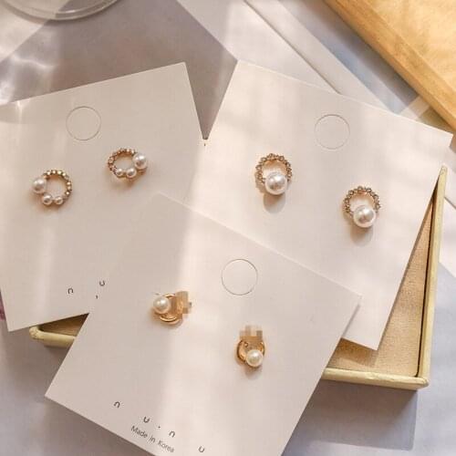 Round Pearls Stud Earrings for Women Crystal Gold Color Earrings 2020 Female Wedding Party Fashion Jewelry Accessories YEA293