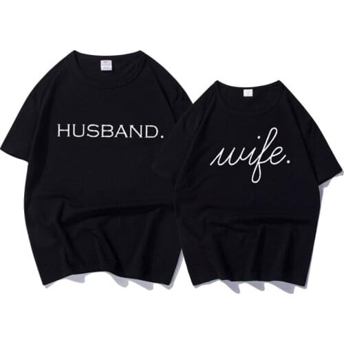 Summer T-shirt for Men & Women Couple Lovers Short Sleeve T Shirt Wedding Letter Print Huaband Wife T Shirts Tops