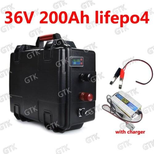 GTK 36V 200AH lifepo4 lithium chargeable battery BMS for 1500w 2500w golf cart tricycle bicycle bike scooter boat +10A Charger