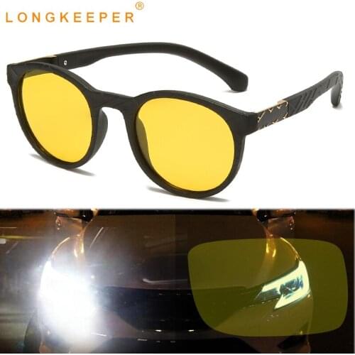 LongKeeper Men Polarized Yellow Sunglasses Women Ultralight Night Vision Sun Glasses Unisex Round Driving Oculos Gafas de sol