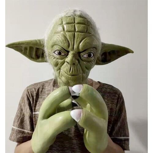 Yoda Cosplay Mask Disney Anime Figure Master Star Party Mask Halloween Costume Latex Mask Wars Bar Party Scary Mask