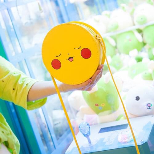 Hot Sale Pikachu Girls Cute Pu Crossbody Round Storage Bag Pokémon Student Kawaii Fashion Personality Womens Shoulder Bag Toy