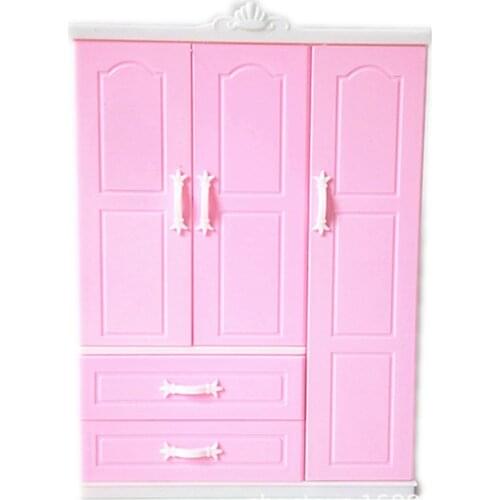Miniature Dollhouse Mini Accessories For Barbie Pink Doll Wardrobe Closet Garderobe Sofa For Doll Furniture Girl' DIY Presents