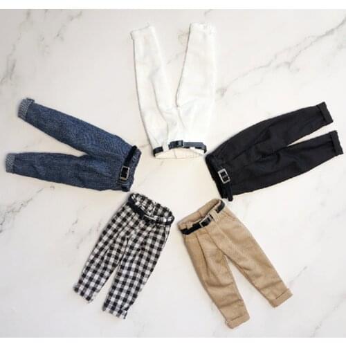 Handmade Fashion Blyth Doll Clothes Casual Long Pant + Leather belt for azone,ob24,blyth pants Doll Accessories Clothing