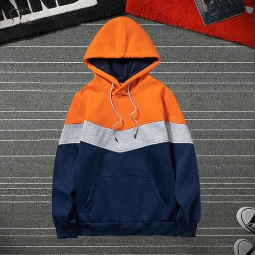 Fashion Mens Hoodies Hip Hop Autumn Winter Fleece Men Patchwork Sweatshirt Hooded Tracksuit Male Streetwear Hoody Brand Clothing