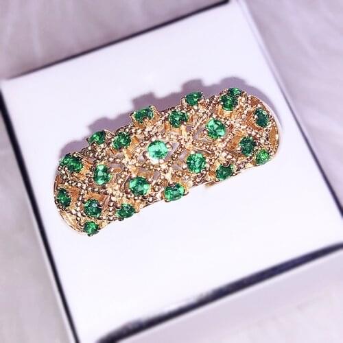 Fashion Jewelry Elegant Emerald Gem Ring Gold Open Ring High-end Atmospheric Ladies Exquisite Jewelry Factory Wholesale
