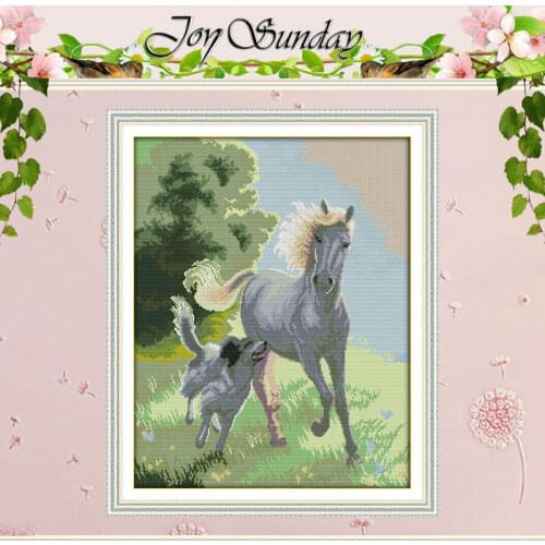 The Dog and Horse Travel Counted Cross Stitch DIY 11CT 14CT Cross Stitch Set Chinese Cross-stitch Kit Embroidery Needlework