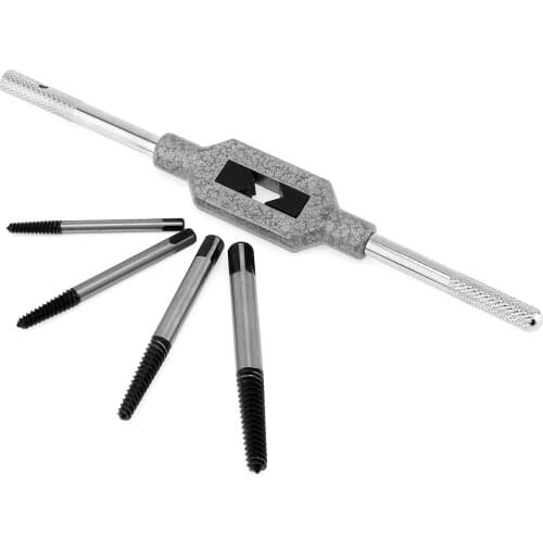 5Pcs Carbon Steel Cr Mo Screw Extractor Broken Bolt Remover Drill Guide Bits Set With Holder Frame Tool