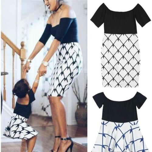 Mommy And Me Clothes Mother Daughter Family Matching Outfits Off Shoulder Dress Summer Girl Women Dresses Sundress Family Look