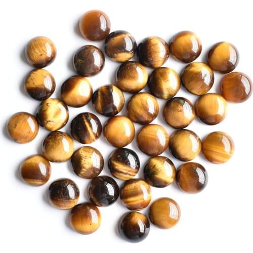 Wholesale 50pcs/lot fashion top quality natural tiger eye stone round cab cabochon beads for jewelry Accessories 8mm free