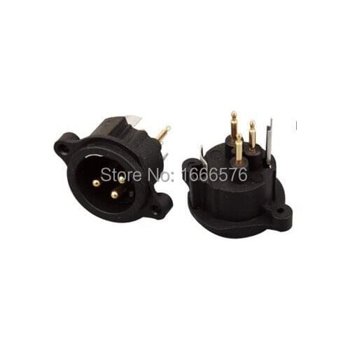 Wholesale 500 pcs XLR Male Chassis 3Pin PCB Socket Panel Connector-205b