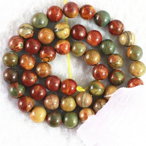 Wholesale Natural Stone Beads Colorful Picasso Round Loose Bead for Jewelry Making 4/6/8/10/12mm Diy Necklace Bracelet 15" B373