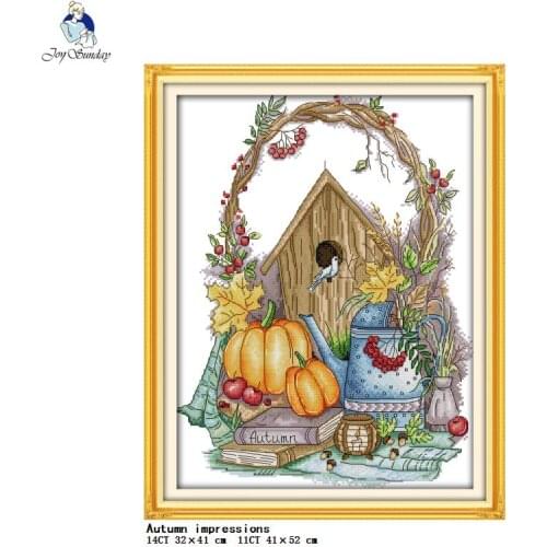 Autumn impression counted cross stitch kits cartoon pattern 11CT 14CT printed stamp fabric embroidery embroidery Home Decor Set