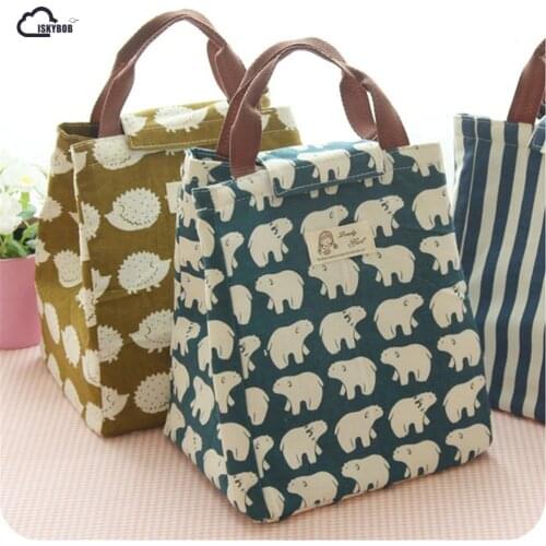 ISKYBOB Cute Animal whale Portable Insulated Canvas Lunch Bag Thermal Food Picnic For Women Kids Men Cooler Lunch Box Bag Tote