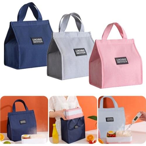 3 Sizes Portable Lunch Bag Multifunctional Cooler Bag Waterproof Oxford Fabric Thermal Insulation Lunch Bag for Office Travel