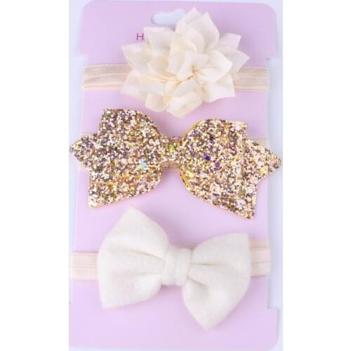 3Pcs Baby Headband Elastic Infant Baby Headbands For Girls Hair Accessories Stretch Flower Sequins Red Baby Bow Hair Bands