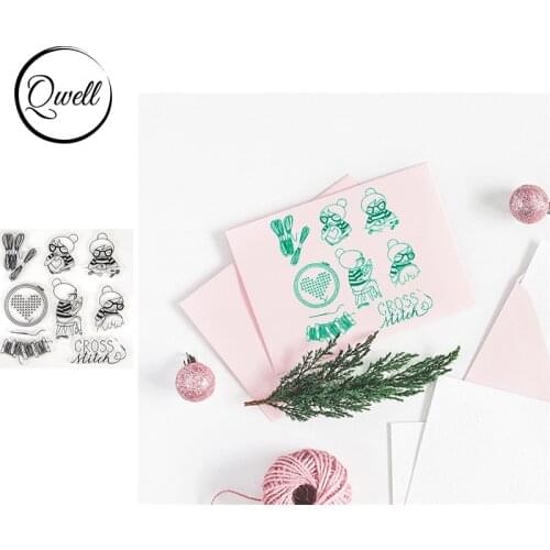 QWELL Dexterous Girls Embroider Cross Stitch Clear Transparent Stamps For DIY Scrapbooking Craft Card 2020 Hot Sale