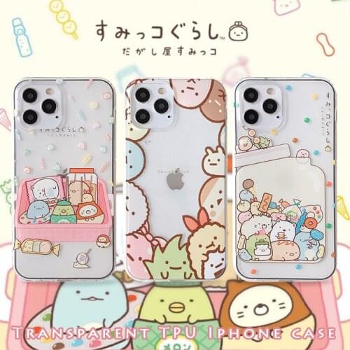 Sumikkogurashi Transparent TPU phone case for iPhone 12 11Pro MAX 6 6s Plus 7 8 plus X XR XS MAX Anime Collection Phone Cover