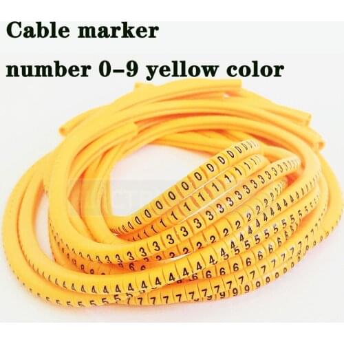 PVC cable marker EC-0 EC-1 Cable Wire Marker Number 0 to 9 Cable Size 1.5 sqmm yellow color PVC cable markers insulation marker