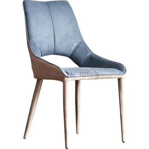 Light luxury designer creative backrest home blue flannel dining chair nordic casual makeup chair net red ins chair
