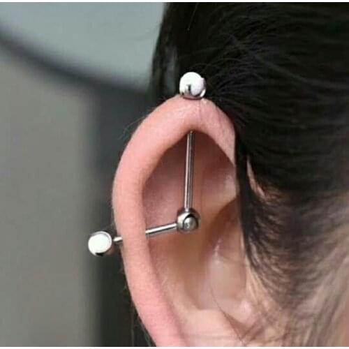 Newest G23 titanium 14G internally thread adjusted Opal industrial Barbell Daith tragus Catrilage Conch Helix Earring Piercing