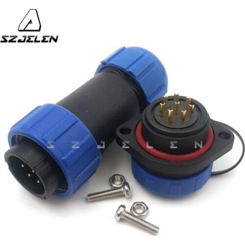 SP2110, 9 pin Wire to Panel industrial lighting male female ip68 waterproof wire connector with , cable connector panel mount