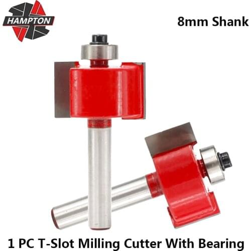 T-Slot Milling Cutter With Bearing 8mm Shank Cleaning bottom Engraving Woodworking Tools Bit T-Slot Router Bit Wood Router Bit