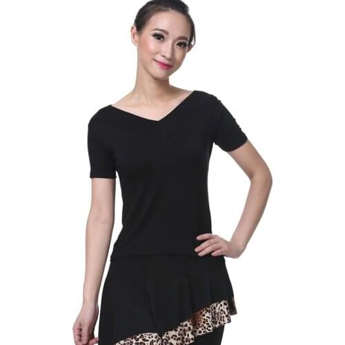 Square Dance Costume, Dance Costume, Latin Dance Costume, Summer V-collar Short-sleeved Womens Top LD0019