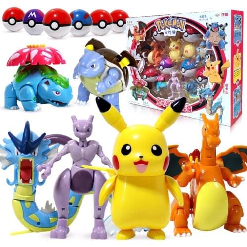 TOMY Pokemon Action Morphing Pokeballs Transformation Toys For Child PIKACHU Charizard Mewtwo Blastoise Venusaur Gyarados Toys