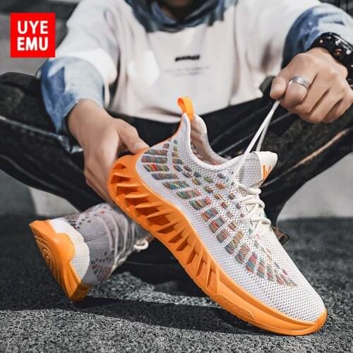 UYEEMU Flying Woven Running Shoes 2021 New Summer Breathable Mesh Thin Sports Mens Shoes All-Match Mesh Shoes Size 39-44 #7786