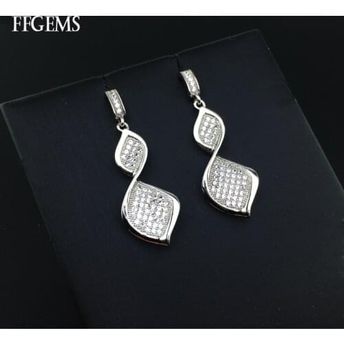 FFGems New Design 925 Silver Earring Sterling Zircon Fine Jewelry For Women Lady Engagement Wedding Party Gift Box