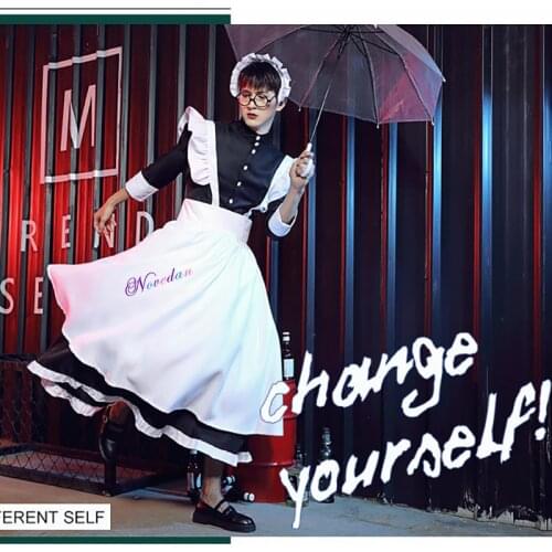 Crossdresser Sissy Maid Outfit Women Men Housekeeper Chef Uniform Cosplay Costume Long Sweet Apron French Maid Lolita Dress