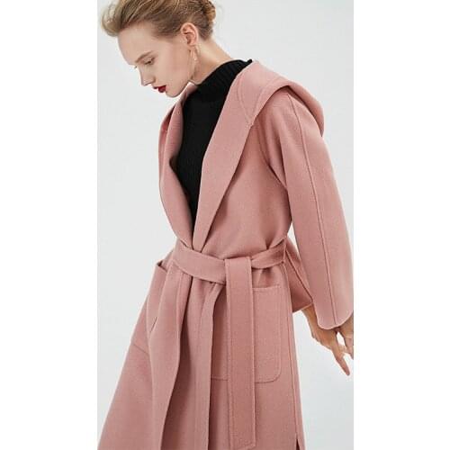 Womens winter coats pink Double-sided wool cashmere outwear 2019 autumn plus size ladies fashion overcoats long free ship