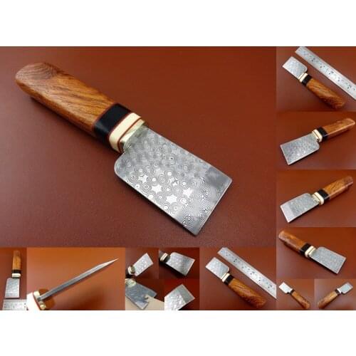 1pc Leather Craft Swiss Damascus Steel Square Point Skive Trim All Purpose Cutter Knife Tool - Sewing Carving Stitching Stamping