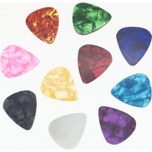 10 pieces Acoustic Guitar Pick (9 Celluloid + 1 Steel) Thickness 0.30 0.46 0.71 0.96 mm Thin Medium Heavy - Color Random