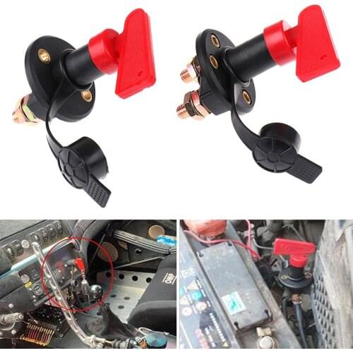 12V 24V Red Key Cut Off Battery Main Kill Switch Vehicle Car Modified Isolator Disconnector Car Power Switch for Auto truck boat