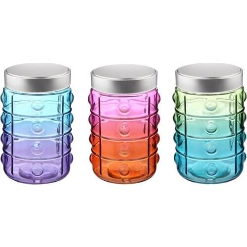 1350 CC. Metal Lid Buttoned Colored Jar (Mixed Colors) Storage Container Sugar Tea Coffee Jar