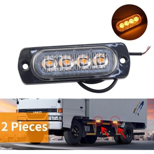 2PCS Truck/van side light ultra-thin 4LED signal light warning light decorative light turn signal light