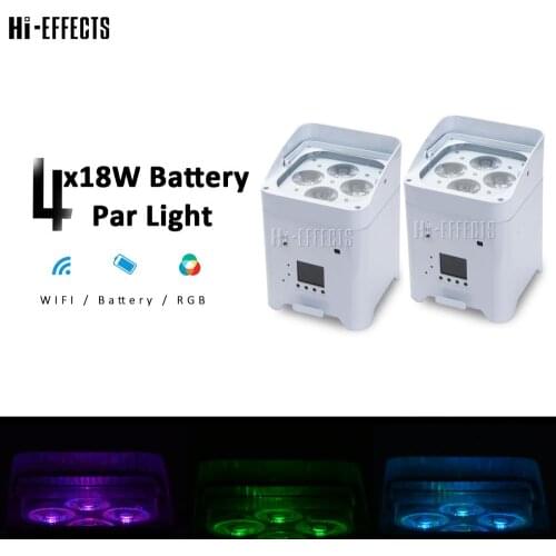 2pcs 4x18w battery par light Wireless DMX Battery Powered led par light RGBWA UV 6in1 dj disco party stage lighting equipment