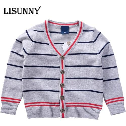 2021 spring summer New Knitted cardigan boy Kids Sweater Children Clothing Baby Long sleeve stripe thick warm Boys Pullover 0-5y