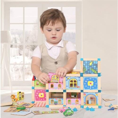 268PCS Wooden Building Blocks DIY construction Wood House Castle Bricks Sets Children Educational Wooden Blocks Toys Kids Gifts