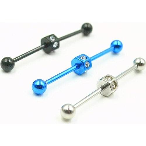 Lot 50pcs Free Shippment 14g Industrial Barbells Ear Barbells Body Jewelry Ear Piercing