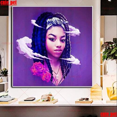 5D Diamond Painting African tribal woman Cross Stitch DIY Diamond Embroidery Diamond Decoration Full Square round Drill Handmade