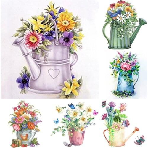 5D DIY Diamond Painting Flower Diamond Embroidery Kettle Flower Pot Cross Stitch Full Square Round Drill Manual Gift Home Decor