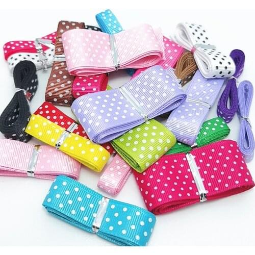 6Yards Mix Polka Dots Printed Grosgrain Ribbons Wedding Festival Party Decorations Bow Craft Card Gifts Wrapping Supplies DIY