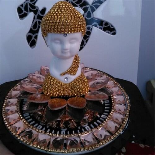 Free Shipping Diamond Bling Lotus Crystal Buddha Gold Silver Rhinestone Incense Burners Lotus Car Decorative Perfume Holder