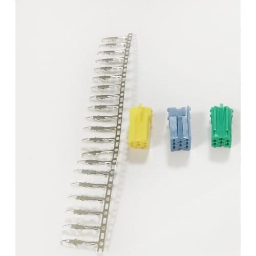 Biurlink Car MINI ISO Three Colours Connector ISO Plug Green Blue Yellow MINI ISO 20Pin for Volkswagen Renault Fiat 3Pcs/set
